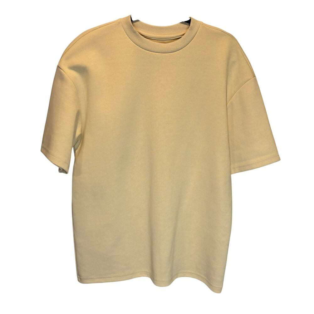 Lark & Owl Beige Oversized Heavy Weight Crew Neck Top - size Small